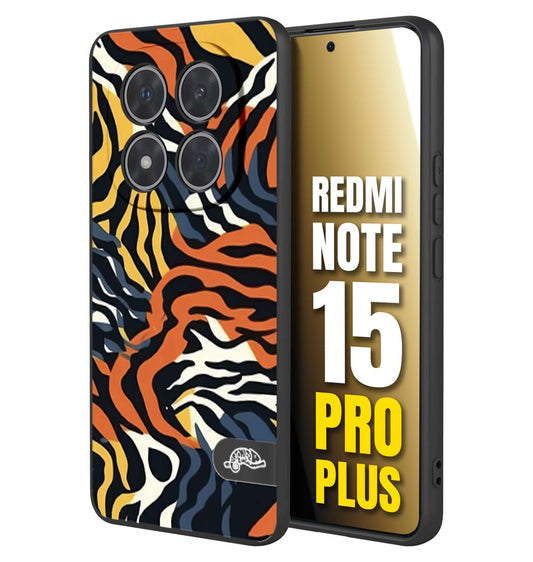 CUSTOMIZZA - Custodia cover nera morbida in tpu compatibile per Xiaomi Redmi Note 15 PRO PLUS leopardato maculato tigrato tiger colorata gialla blu arancio