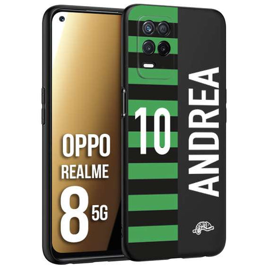 CUSTOMIZZA - Custodia cover nera morbida in tpu compatibile per Realme 8 5G personalizzata calcio football nome e numero calciatori neroverde