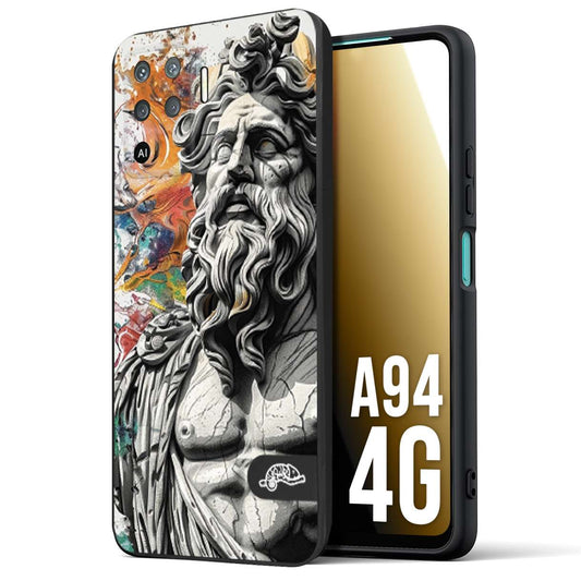 CUSTOMIZZA - Custodia cover nera morbida in tpu compatibile per Oppo A94 4G statua colorata moderna antico tattoo splash color