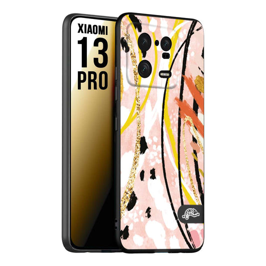 CUSTOMIZZA - Custodia cover nera morbida in tpu compatibile per Xiaomi 13 PRO fiori astratti donna zebrato leopardato fantasia dorata gialla rosa colorata