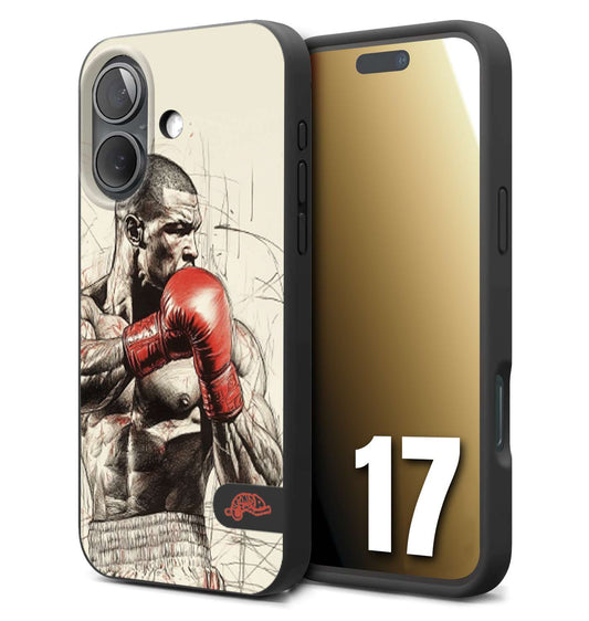 CUSTOMIZZA - Custodia cover nera morbida in tpu compatibile per iPhone 17 pugilato pugili disegno tattoo guantoni box sport ring