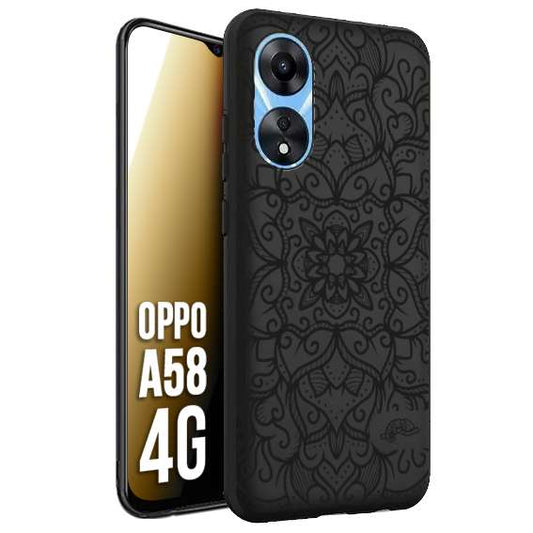 CUSTOMIZZA - Custodia cover nera morbida in tpu compatibile per Oppo A58 4G mandala nero fiore vedo non vedo donna