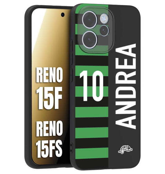CUSTOMIZZA - Custodia cover nera morbida in tpu compatibile per Oppo Reno 15 F - Reno 15 FS personalizzata calcio football nome e numero calciatori neroverde
