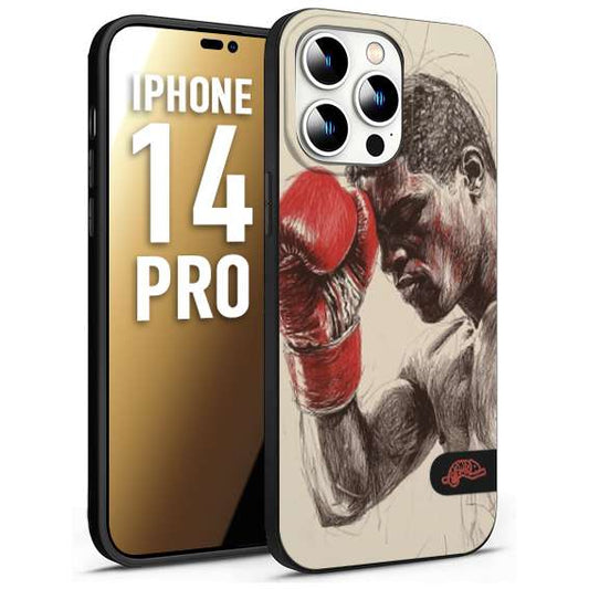 CUSTOMIZZA - Custodia cover nera morbida in tpu compatibile per iPhone 14 PRO pugilato pugili disegno tattoo guantoni boxer pesi massimi