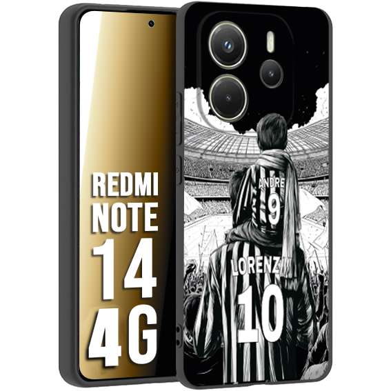 CUSTOMIZZA - Custodia cover nera morbida in tpu compatibile per Xiaomi Redmi Note 14 4G personalizzata calcio football nome e numero calciatori bianconeri bianca e nera