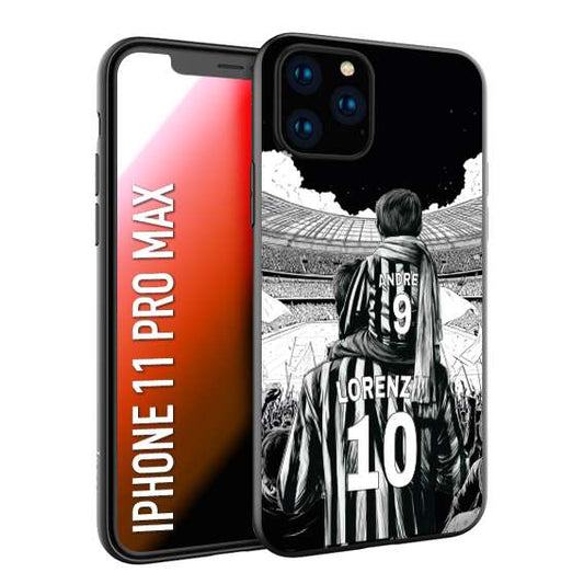 CUSTOMIZZA - Custodia cover nera morbida in tpu compatibile per iPhone 11 PRO MAX personalizzata calcio football nome e numero calciatori bianconeri bianca e nera