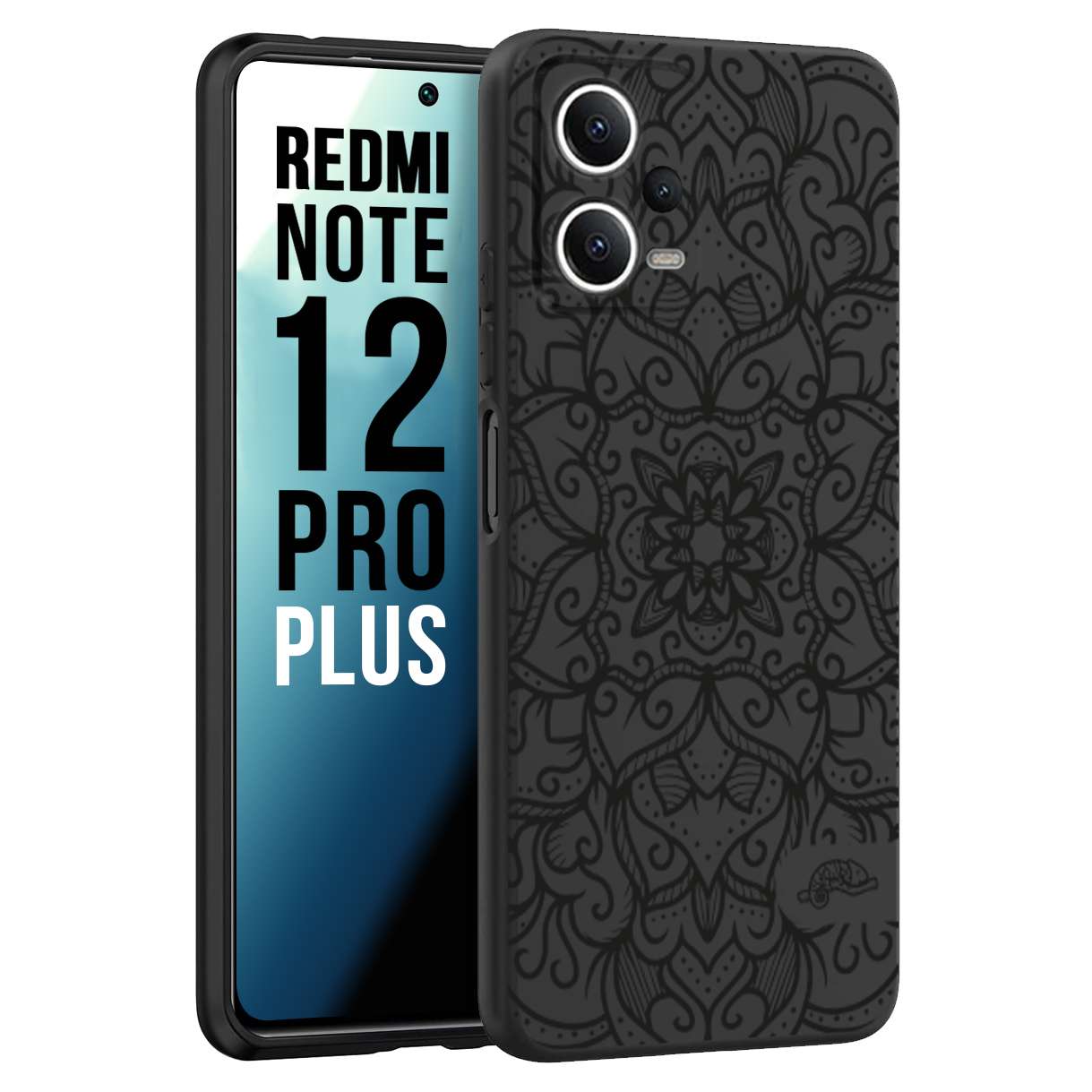 CUSTOMIZZA - Custodia cover nera morbida in tpu compatibile per Xiaomi Redmi Note 12 PRO PLUS mandala nero fiore vedo non vedo donna