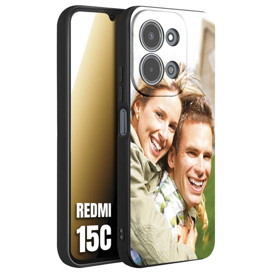 CUSTOMIZZA - Custodia cover nera morbida in tpu compatibile per Xiaomi Redmi 15C personalizzata con foto immagine scritta a piacere
