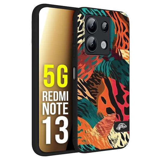 CUSTOMIZZA - Custodia cover nera morbida in tpu compatibile per Xiaomi Redmi Note 13 5G leopardato tigrato tiger colorata summer arancio verde fucsia