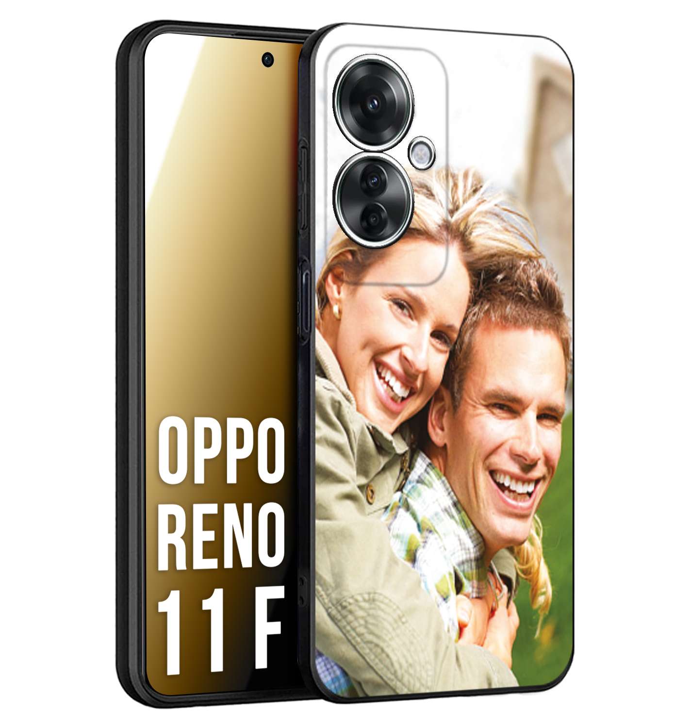 CUSTOMIZZA - Custodia cover nera morbida in tpu compatibile per Oppo Reno 11 F 5G personalizzata con foto immagine scritta a piacere