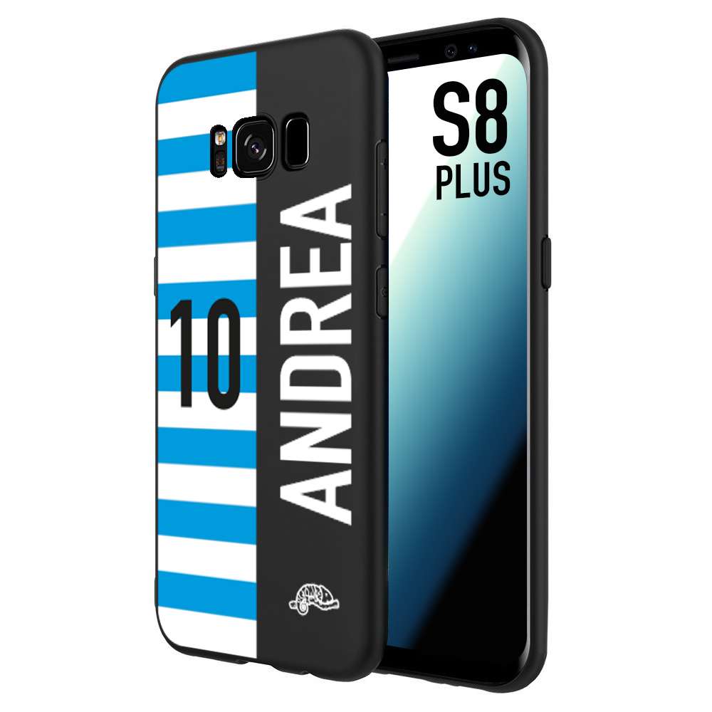 CUSTOMIZZA - Custodia cover nera morbida in tpu compatibile per Samsung S8 PLUS personalizzata calcio football nome e numero calciatori biancazzurri