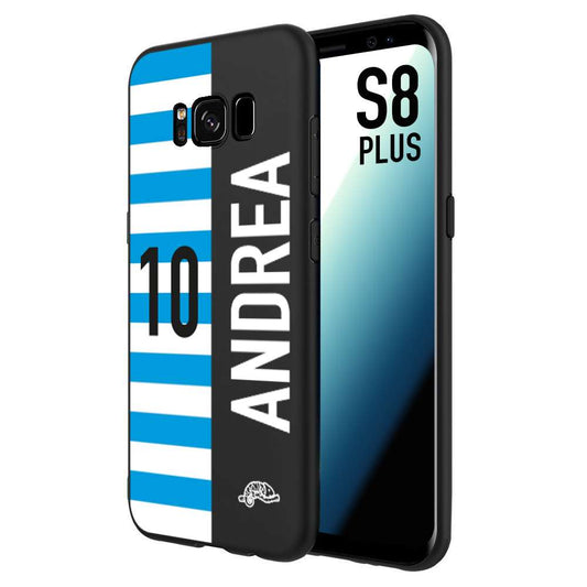 CUSTOMIZZA - Custodia cover nera morbida in tpu compatibile per Samsung S8 PLUS personalizzata calcio football nome e numero calciatori biancazzurri
