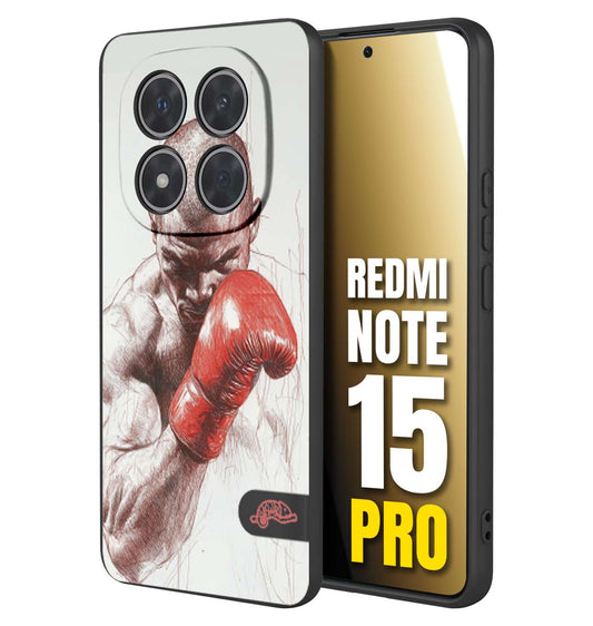 CUSTOMIZZA - Custodia cover nera morbida in tpu compatibile per Xiaomi Redmi Note 15 PRO pugilato pugili disegno tattoo guantoni box sport primo piano