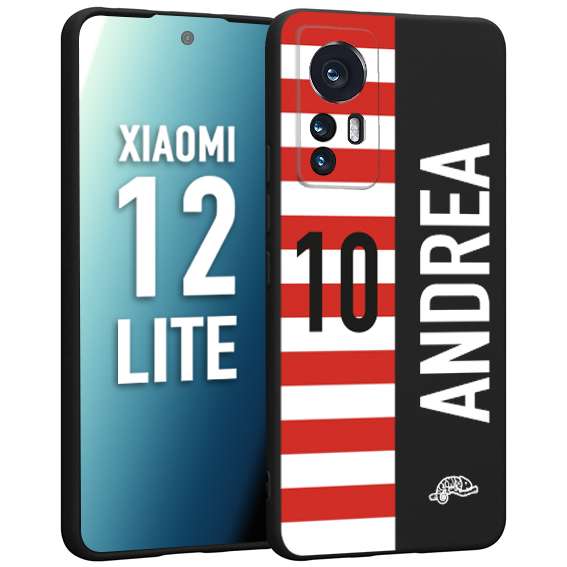 CUSTOMIZZA - Custodia cover nera morbida in tpu compatibile per Xiaomi 12 LITE personalizzata calcio football nome e numero calciatori bianco rossa