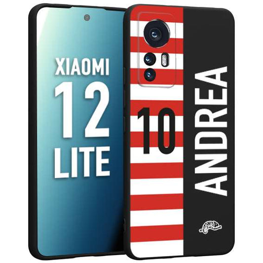 CUSTOMIZZA - Custodia cover nera morbida in tpu compatibile per Xiaomi 12 LITE personalizzata calcio football nome e numero calciatori bianco rossa