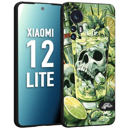 CUSTOMIZZA - Custodia cover nera morbida in tpu compatibile per Xiaomi 12 LITE Mojito cocktail teschio illustrazione drink lime menta ghiacci tropicale street art