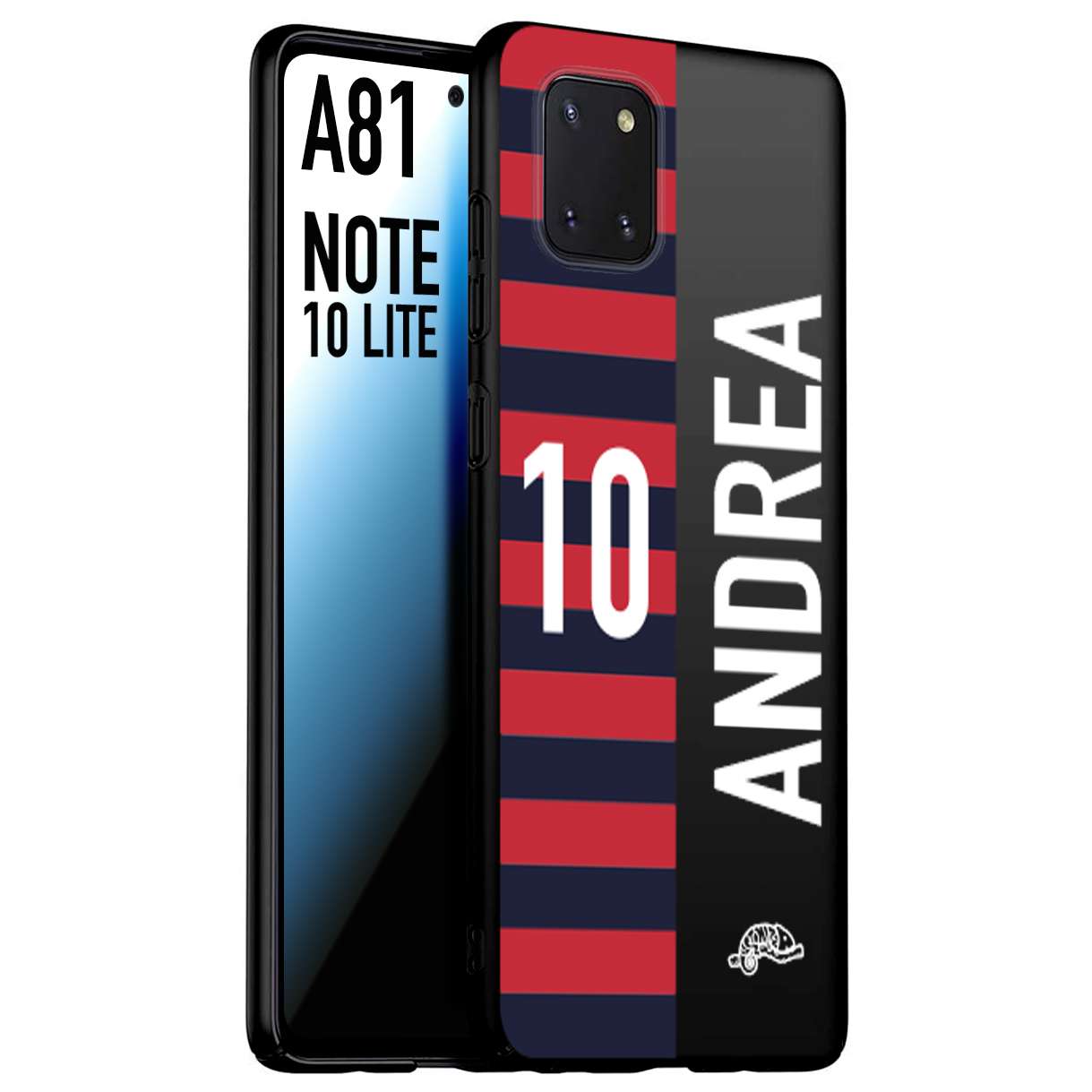 CUSTOMIZZA - Custodia cover nera morbida in tpu compatibile per Samsung A81 - Note 10 Lite personalizzata calcio football nome e numero calciatori rossoblu