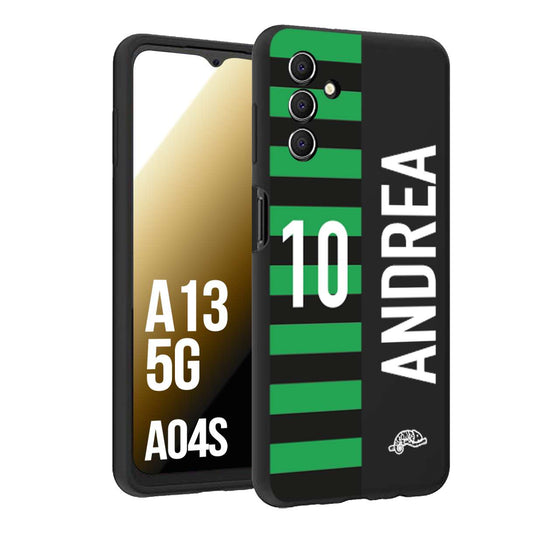 CUSTOMIZZA - Custodia cover nera morbida in tpu compatibile per Samsung A04S - A13 5G personalizzata calcio football nome e numero calciatori neroverde