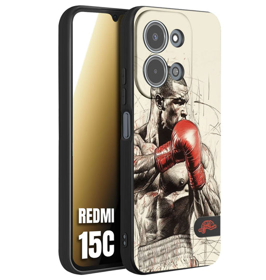 CUSTOMIZZA - Custodia cover nera morbida in tpu compatibile per Xiaomi Redmi 15C pugilato pugili disegno tattoo guantoni box sport ring