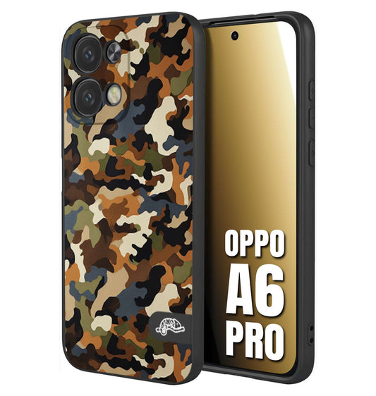 CUSTOMIZZA - Custodia cover nera morbida in tpu compatibile per Oppo A6 PRO camouflage mimetico militare moderno blu marrone beige