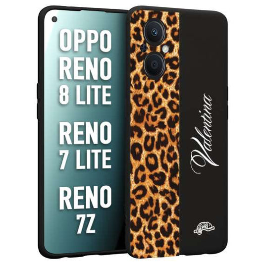 CUSTOMIZZA - Custodia cover nera morbida in tpu compatibile per Oppo Reno 7 Lite - 8 Lite - 7Z custom nome scritta leopardato maculato donna marrone leopard