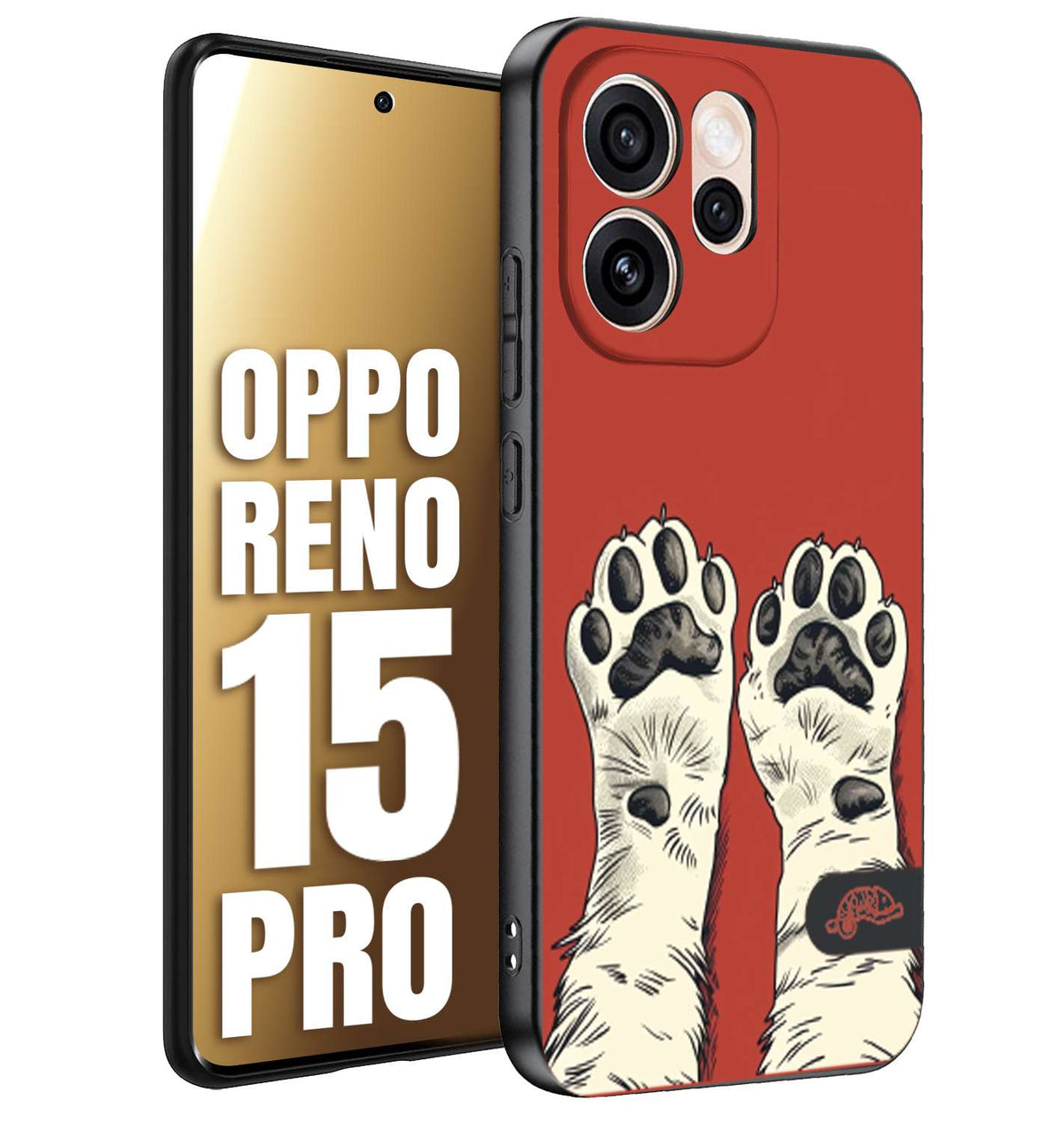 CUSTOMIZZA - Custodia cover nera morbida in tpu compatibile per Oppo Reno 15 PRO zampe di gatto cat paws rossa red disegnata fumetto cartoon