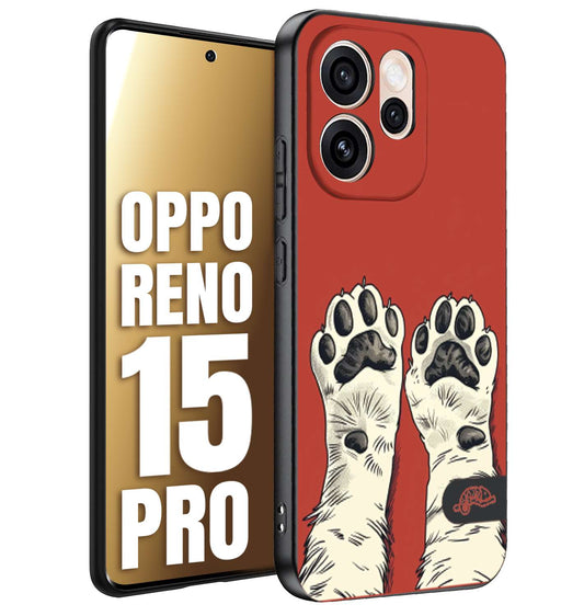 CUSTOMIZZA - Custodia cover nera morbida in tpu compatibile per Oppo Reno 15 PRO zampe di gatto cat paws rossa red disegnata fumetto cartoon