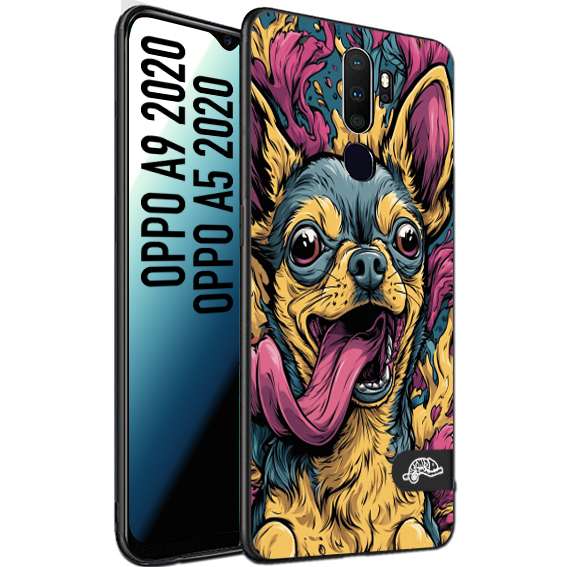 CUSTOMIZZA - Custodia cover nera morbida in tpu compatibile per Oppo A9 2020 - A5 2020 Chihuahua illustrazione cane pop art cane street art cartone animato