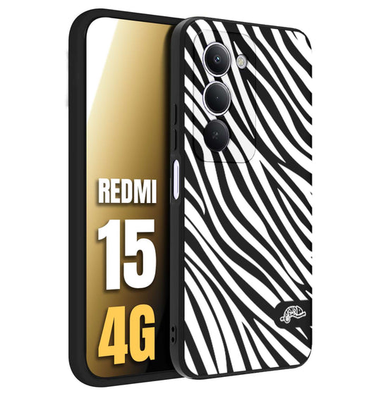 CUSTOMIZZA - Custodia cover nera morbida in tpu compatibile per Xiaomi Redmi 15 4G zebrata maculata a rilievo soft touch donna bianca