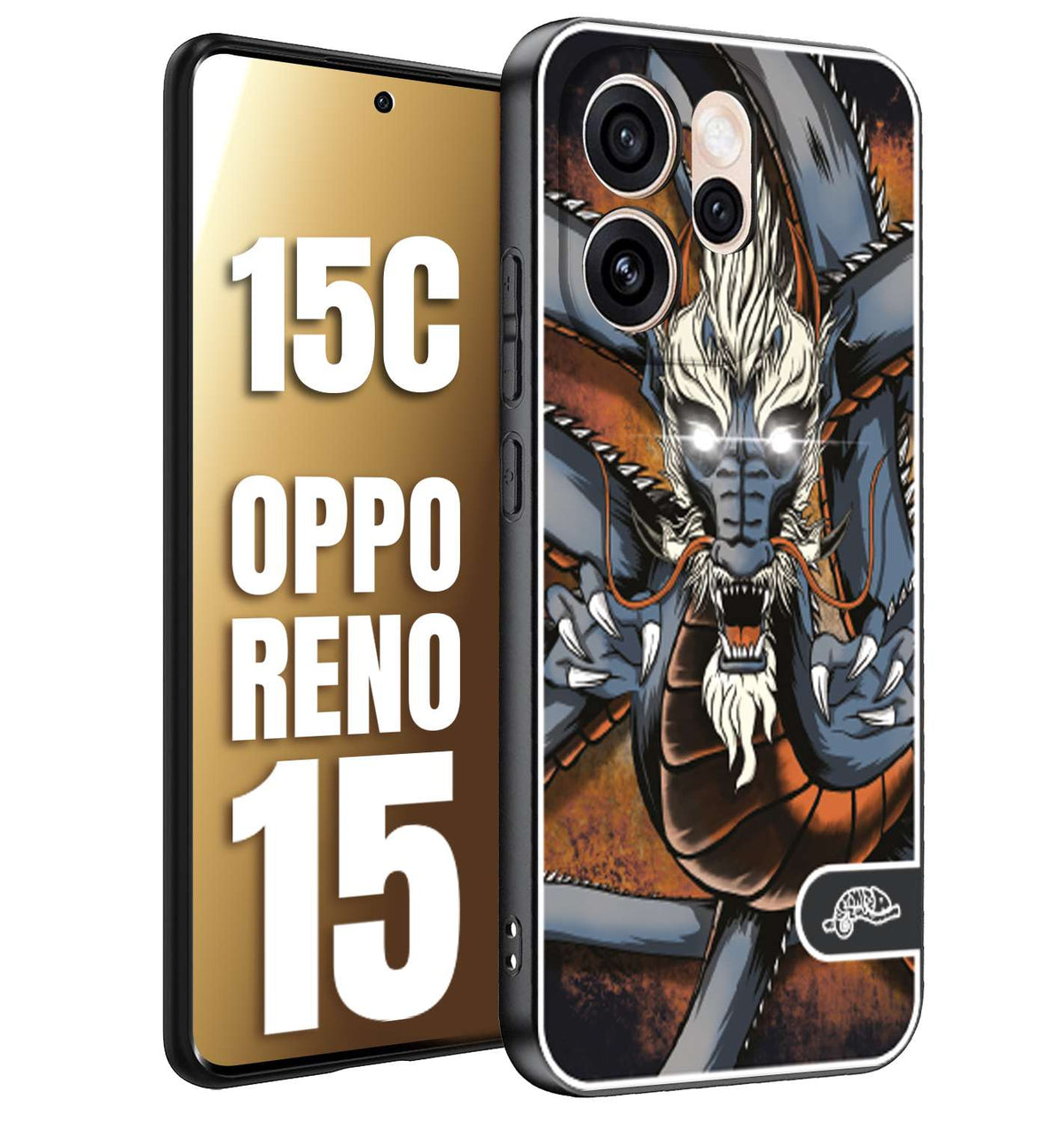 CUSTOMIZZA - Custodia cover nera morbida in tpu compatibile per Oppo Reno 15 - Reno 15Cdrago giapponese tattoo japan dragon