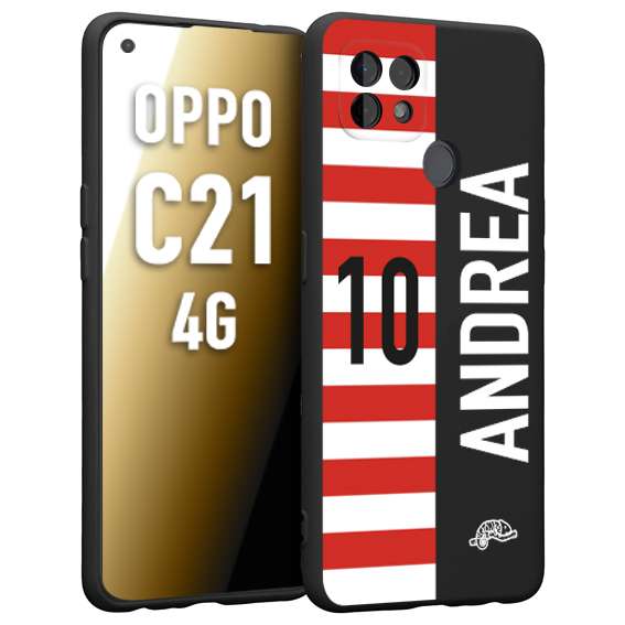 CUSTOMIZZA - Custodia cover nera morbida in tpu compatibile per Realme C21 4G personalizzata calcio football nome e numero calciatori bianco rossa