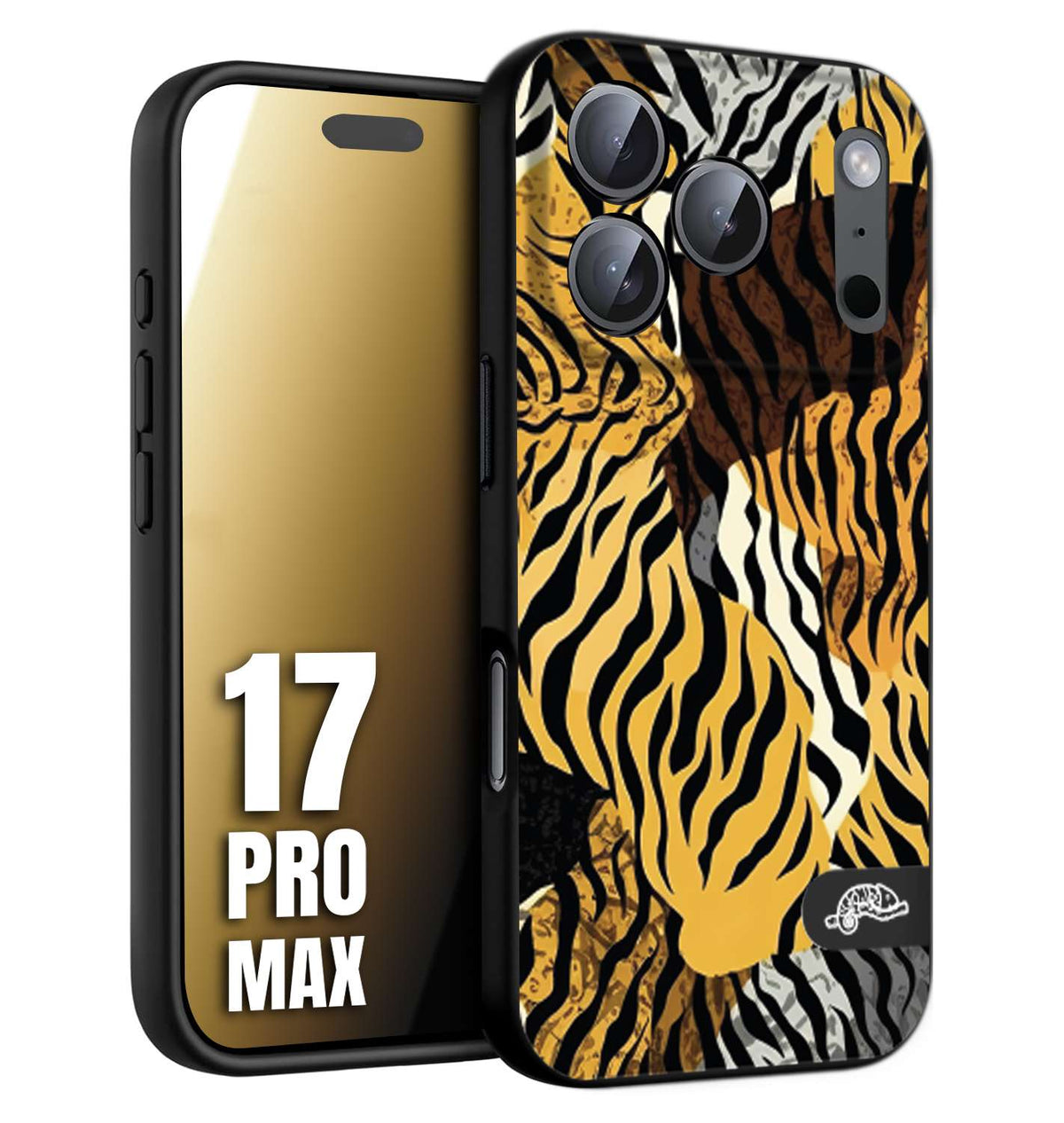 CUSTOMIZZA - Custodia cover nera morbida in tpu compatibile per iPhone 17 PRO MAX leopardato tigrato tiger colorata donna fashion estate