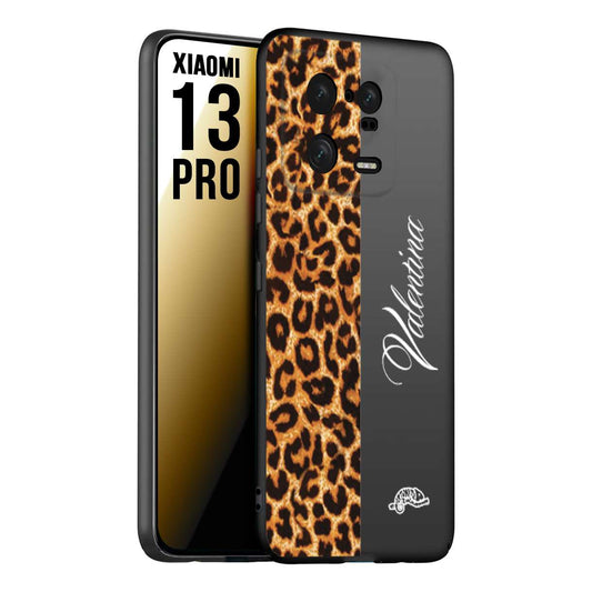 CUSTOMIZZA - Custodia cover nera morbida in tpu compatibile per Xiaomi 13 PRO custom nome scritta leopardato maculato donna marrone leopard