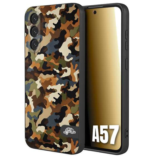 CUSTOMIZZA - Custodia cover nera morbida in tpu compatibile per Samsung A57 camouflage mimetico militare moderno blu marrone beige