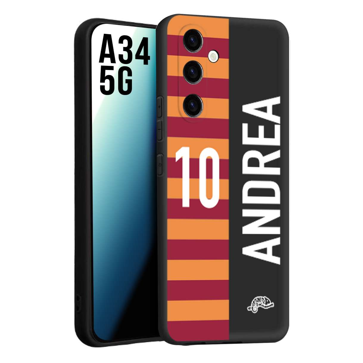 CUSTOMIZZA - Custodia cover nera morbida in tpu compatibile per Samsung A34 5G personalizzata calcio football nome e numero calciatori giallo rossi