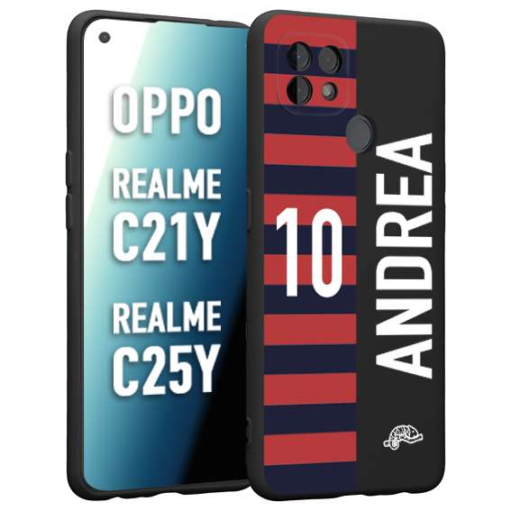 CUSTOMIZZA - Custodia cover nera morbida in tpu compatibile per Realme C21Y - C25Y personalizzata calcio football nome e numero calciatori rossoblu