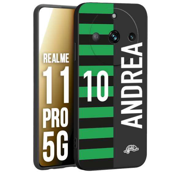 CUSTOMIZZA - Custodia cover nera morbida in tpu compatibile per Oppo Realme 11 PRO 5G personalizzata calcio football nome e numero calciatori neroverde