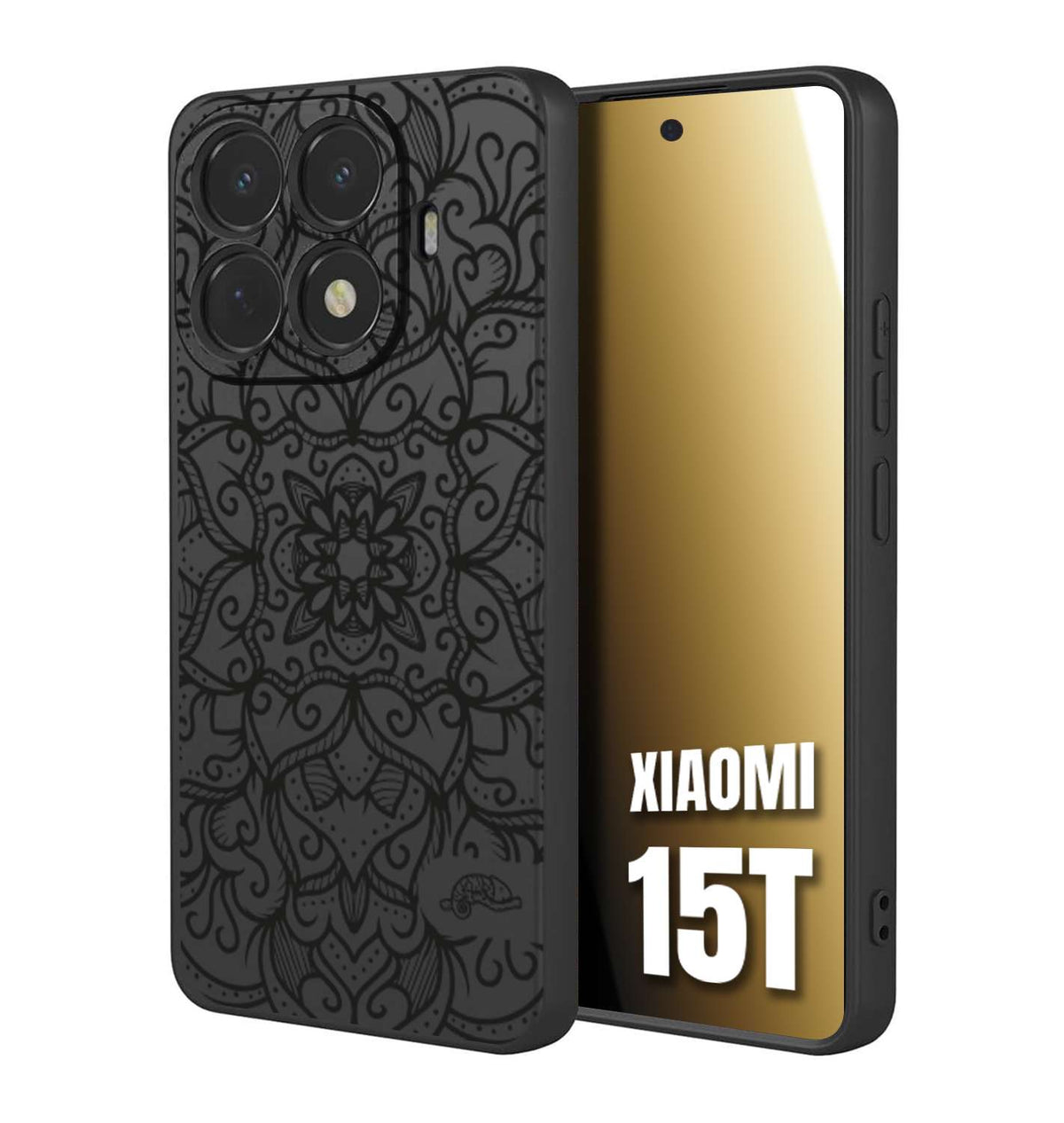 CUSTOMIZZA - Custodia cover nera morbida in tpu compatibile per Xiaomi 15T mandala nero fiore vedo non vedo donna