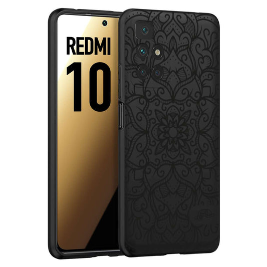 CUSTOMIZZA - Custodia cover nera morbida in tpu compatibile per Xiaomi Redmi 10 mandala nero fiore vedo non vedo donna