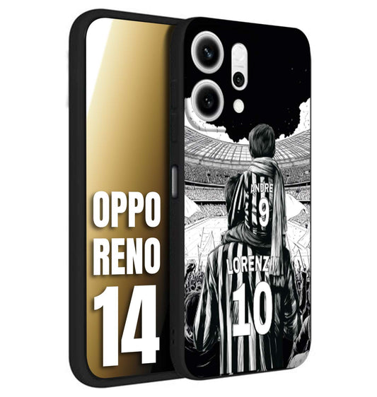 CUSTOMIZZA - Custodia cover nera morbida in tpu compatibile per Oppo Reno 14 personalizzata calcio football nome e numero calciatori bianconeri bianca e nera