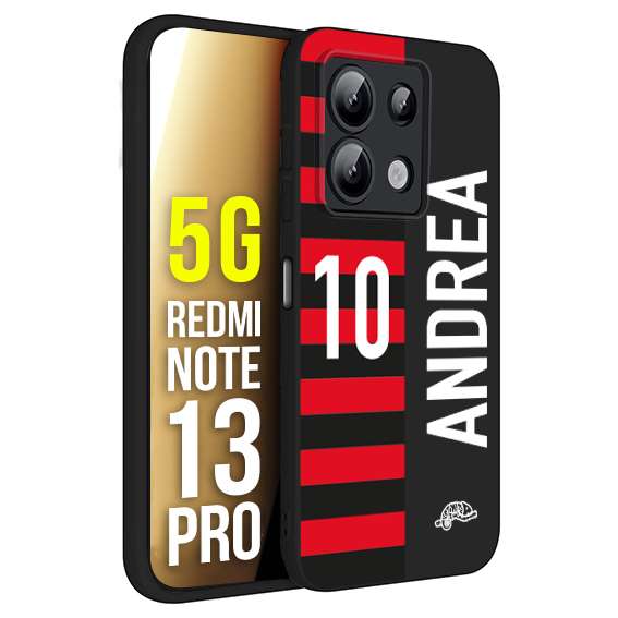 CUSTOMIZZA - Custodia cover nera morbida in tpu compatibile per Xiaomi Redmi Note 13 PRO 5G personalizzata calcio football nome e numero calciatori rossonera