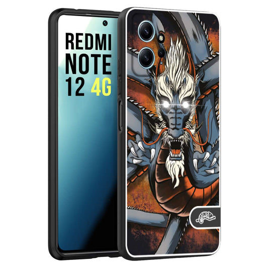 CUSTOMIZZA - Custodia cover nera morbida in tpu compatibile per Xiaomi Redmi Note 12 4G drago giapponese tattoo japan dragon