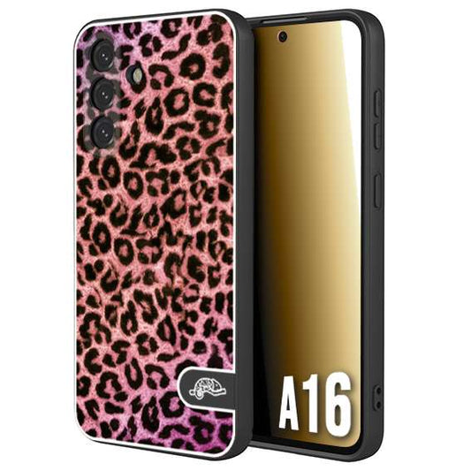 CUSTOMIZZA - Custodia cover nera morbida in tpu compatibile per Samsung A16 leopardato maculato donna rosa leopard