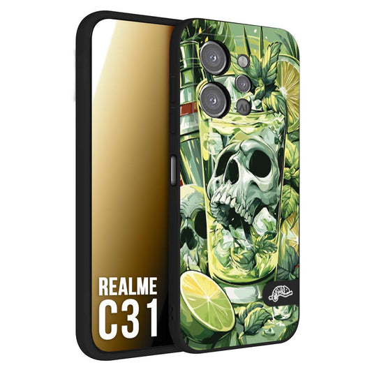CUSTOMIZZA - Custodia cover nera morbida in tpu compatibile per Realme C31 Mojito cocktail teschio illustrazione drink lime menta ghiacci tropicale street art