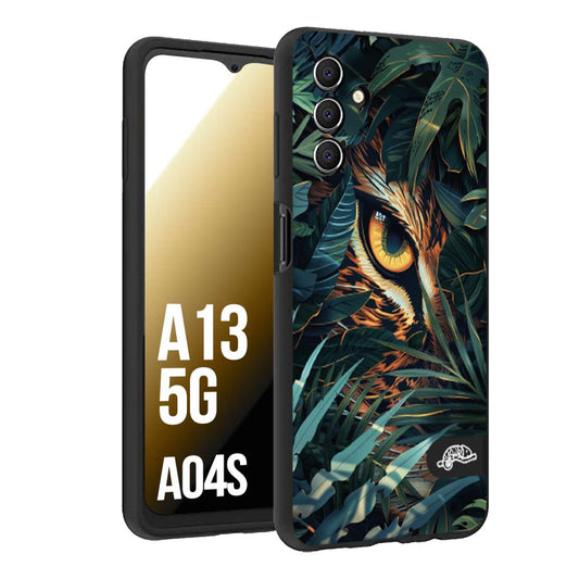 CUSTOMIZZA - Custodia cover nera morbida in tpu compatibile per Samsung A04S - A13 5G animali color giungla tropicale occhio di giaguaro felino disegnato