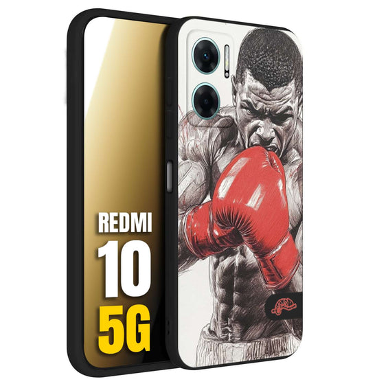 CUSTOMIZZA - Custodia cover nera morbida in tpu compatibile per Xiaomi Redmi 10 5G pugilato pugili disegno tattoo guantoni box pesi massimi gancio