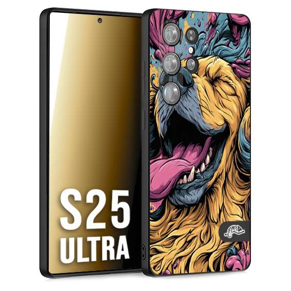 CUSTOMIZZA - Custodia cover nera morbida in tpu compatibile per Samsung S25 ULTRA Golden Retriever illustrazione cane pop art cane street art cartone animato
