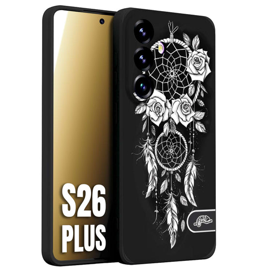 CUSTOMIZZA - Custodia cover nera morbida in tpu compatibile per Samsung S26 PLUS acchiappasogni dreamcatcher black and white bianco a rilievo disegnato tattoo tatuaggio