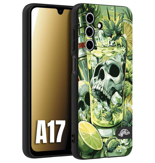 CUSTOMIZZA - Custodia cover nera morbida in tpu compatibile per Samsung A17 Mojito cocktail teschio illustrazione drink lime menta ghiacci tropicale street art