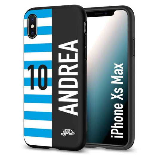 CUSTOMIZZA - Custodia cover nera morbida in tpu compatibile per iPhone Xs Max personalizzata calcio football nome e numero calciatori biancazzurri